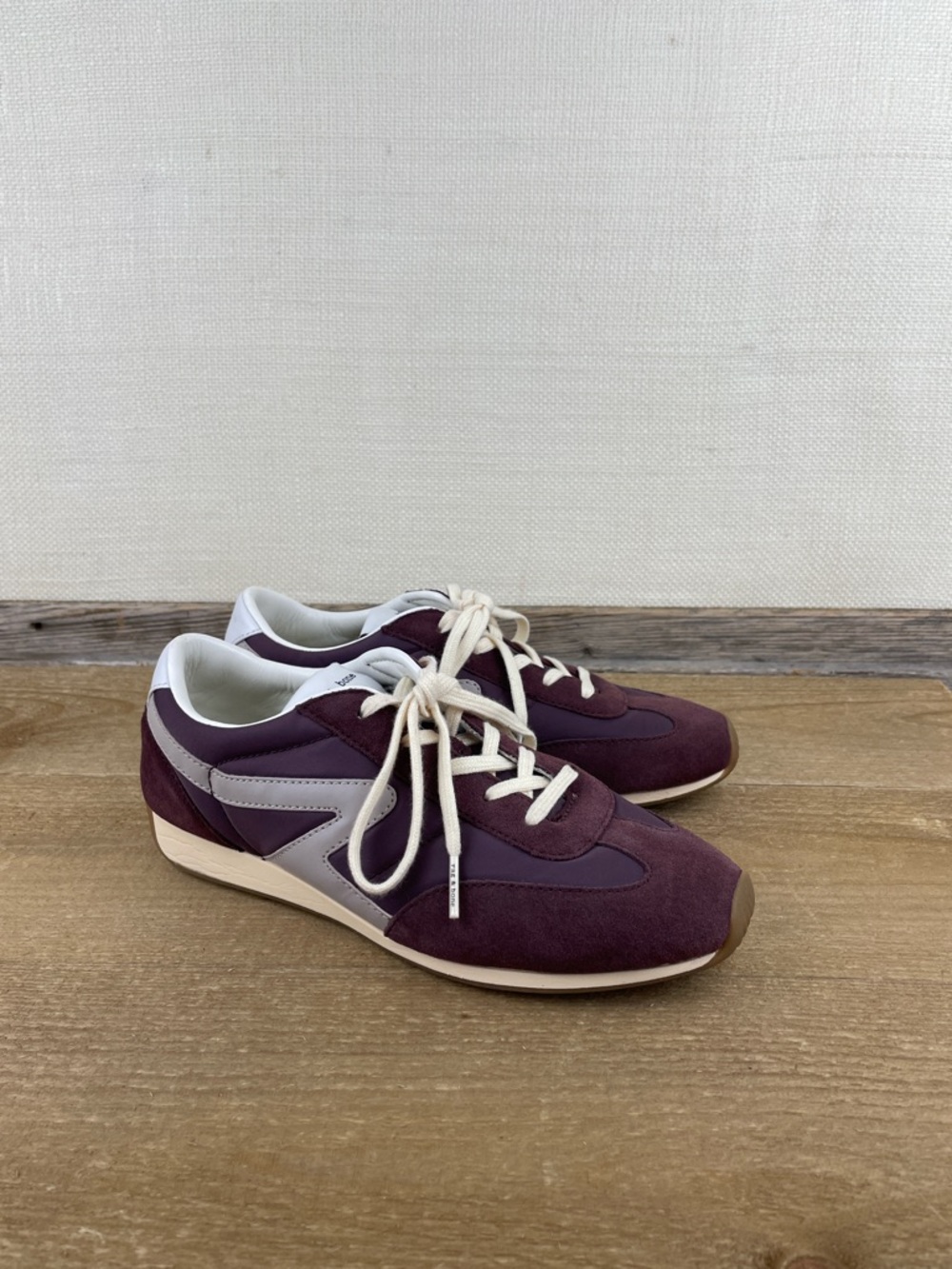 Rag and Bone Burgundy and Cream Retro Runner Sneakers